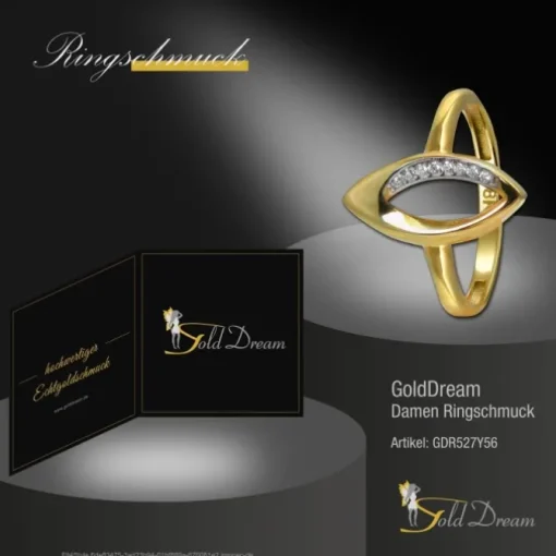 GoldDream Gold Ring Leaf Gr.56 Zirkonia 333er Gelbgold GDR527Y56
