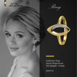 GoldDream Gold Ring Leaf Gr.54 Zirkonia 333er Gelbgold GDR527Y54
