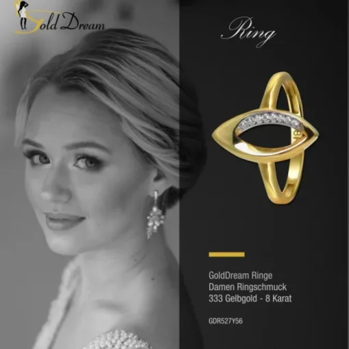 GoldDream Gold Ring Leaf Gr.56 Zirkonia 333er Gelbgold GDR527Y56