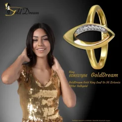 GoldDream Gold Ring Leaf Gr.56 Zirkonia 333er Gelbgold GDR527Y56