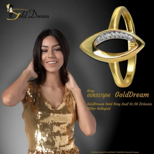 GoldDream Gold Ring Leaf Gr.56 Zirkonia 333er Gelbgold GDR527Y56