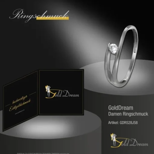 GoldDream Gold Ring New Zirkonia Gr.58 333er Weißgold GDR528J58