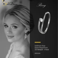 GoldDream Gold Ring New Zirkonia Gr.56 333er Weißgold GDR528J56