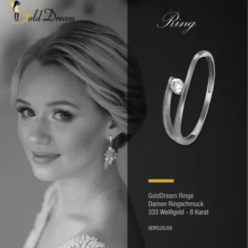GoldDream Gold Ring New Zirkonia Gr.56 333er Weißgold GDR528J56