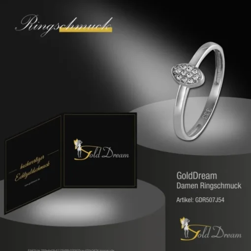 GoldDream Gold Ring Oval Zirkonia weiß Gr.54 333er Weißgold GDR507J54