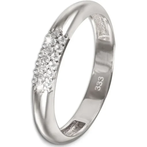 GoldDream Gold Ring 3-reihig Zirkonia Gr.56 333er Weißgold GDR559J56