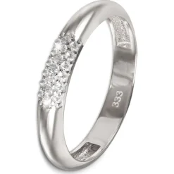 GoldDream Gold Ring 3-reihig Zirkonia Gr.58 333er Weißgold GDR559J58