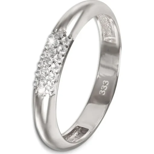 GoldDream Gold Ring 3-reihig Zirkonia Gr.58 333er Weißgold GDR559J58