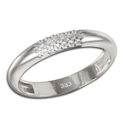 GoldDream Gold Ring 3-reihig Zirkonia Gr.58 333er Weißgold GDR559J58