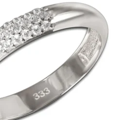GoldDream Gold Ring 3-reihig Zirkonia Gr.56 333er Weißgold GDR559J56