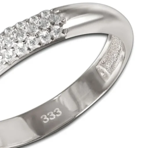 GoldDream Gold Ring 3-reihig Zirkonia Gr.56 333er Weißgold GDR559J56