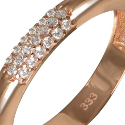 GoldDream Gold Ring 3-reihig Zirkonia Gr.60 333er Rosegold GDR559E60
