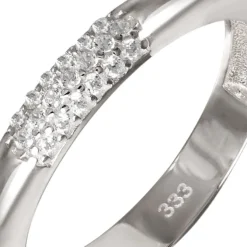 GoldDream Gold Ring 3-reihig Zirkonia Gr.56 333er Weißgold GDR559J56