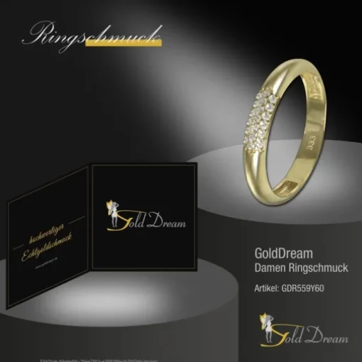 GoldDream Gold Ring 3-reihig Zirkonia Gr.60 333er Gelbgold GDR559Y60
