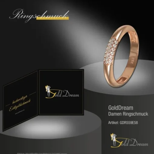 GoldDream Gold Ring 3-reihig Zirkonia Gr.58 333er Rosegold GDR559E58