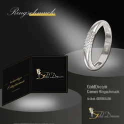 GoldDream Gold Ring 3-reihig Zirkonia Gr.56 333er Weißgold GDR559J56