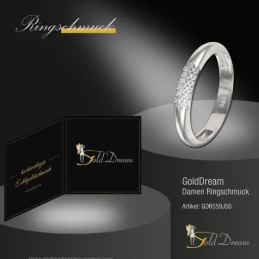 GoldDream Gold Ring 3-reihig Zirkonia Gr.56 333er Weißgold GDR559J56