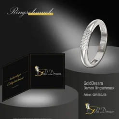 GoldDream Gold Ring 3-reihig Zirkonia Gr.58 333er Weißgold GDR559J58
