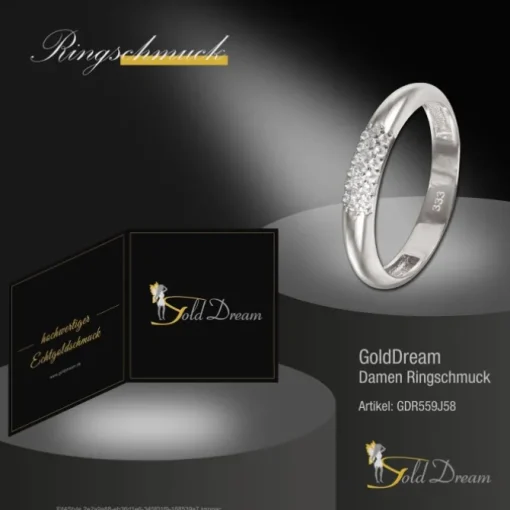 GoldDream Gold Ring 3-reihig Zirkonia Gr.58 333er Weißgold GDR559J58