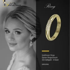 GoldDream Gold Ring 3-reihig Zirkonia Gr.60 333er Gelbgold GDR559Y60