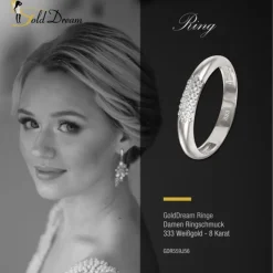 GoldDream Gold Ring 3-reihig Zirkonia Gr.56 333er Weißgold GDR559J56