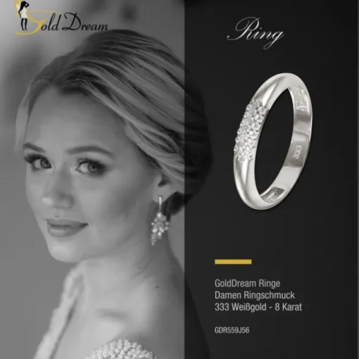 GoldDream Gold Ring 3-reihig Zirkonia Gr.56 333er Weißgold GDR559J56
