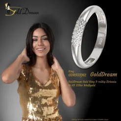 GoldDream Gold Ring 3-reihig Zirkonia Gr.62 333er Weißgold GDR559J62