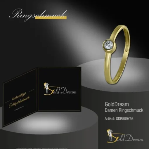 GoldDream Gold Ring Stein Zirkonia weiß Gr.56 333er Gelbgold GDR509Y56