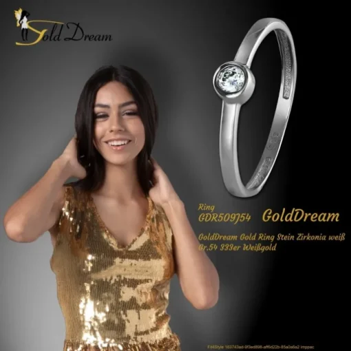 GoldDream Gold Ring Stein Zirkonia weiß Gr.54 333er Weißgold GDR509J54