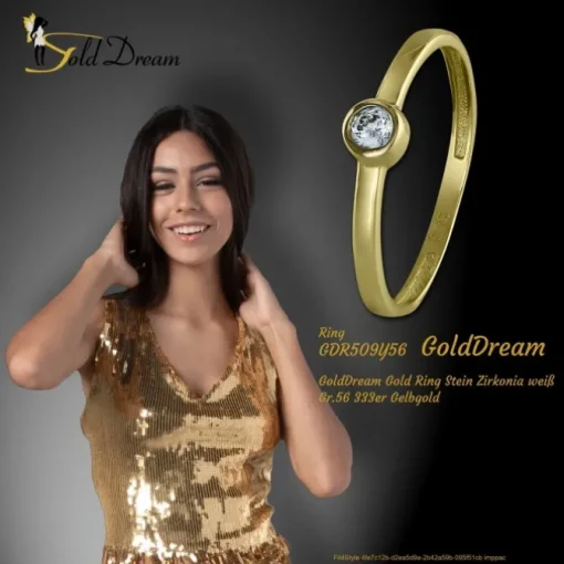 GoldDream Gold Ring Stein Zirkonia weiß Gr.56 333er Gelbgold GDR509Y56