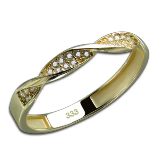 GoldDream Gold Ring Twisted Gr.58 Zirkonia weiß 333er Gelbgold GDR540Y58