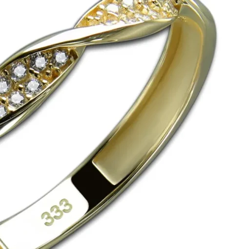 GoldDream Gold Ring Twisted Gr.58 Zirkonia weiß 333er Gelbgold GDR540Y58