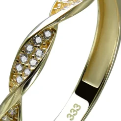GoldDream Gold Ring Twisted Gr.58 Zirkonia weiß 333er Gelbgold GDR540Y58