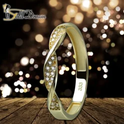 GoldDream Gold Ring Twisted Gr.58 Zirkonia weiß 333er Gelbgold GDR540Y58