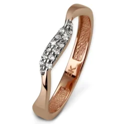 GoldDream Gold Ring Welle Zirkonia weiß Gr.60 333er Rosegold GDR501E60