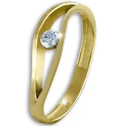 GoldDream Gold Ring Welle Zirkonia weiß Gr.56 333er Gelbgold GDR510T56