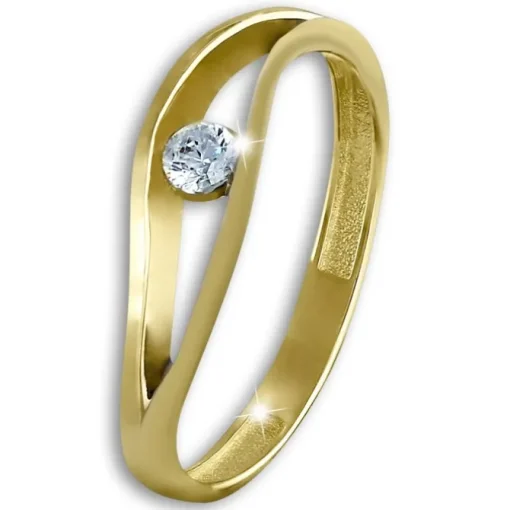 GoldDream Gold Ring Welle Zirkonia weiß Gr.56 333er Gelbgold GDR510T56