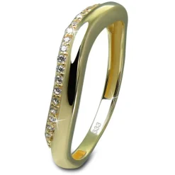 GoldDream Gold Ring Welle Gr.58 Zirkonia weiß 333er Gelbgold GDR539Y58