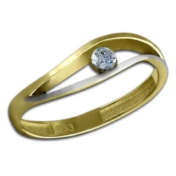 GoldDream Gold Ring Welle Zirkonia weiß Gr.56 333er Gelbgold GDR510T56