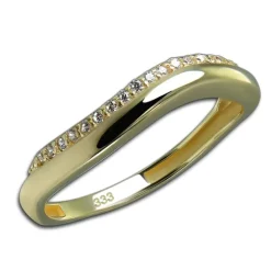 GoldDream Gold Ring Welle Gr.58 Zirkonia weiß 333er Gelbgold GDR539Y58