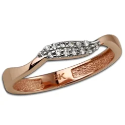 GoldDream Gold Ring Welle Zirkonia weiß Gr.54 333er Rosegold GDR501E54