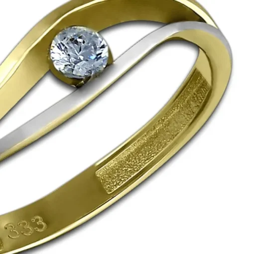 GoldDream Gold Ring Welle Zirkonia weiß Gr.58 333er Gelbgold GDR510T58
