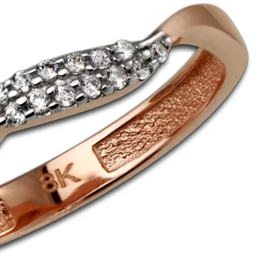 GoldDream Gold Ring Welle Zirkonia weiß Gr.58 333er Rosegold GDR501E58