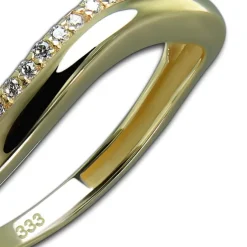 GoldDream Gold Ring Welle Gr.58 Zirkonia weiß 333er Gelbgold GDR539Y58