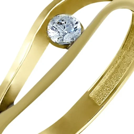 GoldDream Gold Ring Welle Zirkonia weiß Gr.58 333er Gelbgold GDR510T58