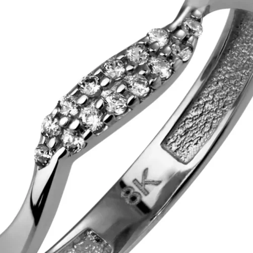 GoldDream Gold Ring Welle Zirkonia weiß Gr.60 333er Weißgold GDR501J60