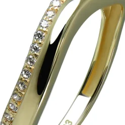 GoldDream Gold Ring Welle Gr.58 Zirkonia weiß 333er Gelbgold GDR539Y58