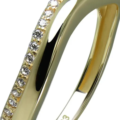 GoldDream Gold Ring Welle Gr.58 Zirkonia weiß 333er Gelbgold GDR539Y58
