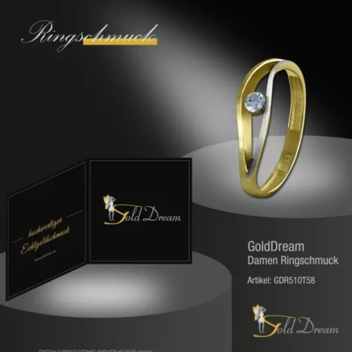 GoldDream Gold Ring Welle Zirkonia weiß Gr.58 333er Gelbgold GDR510T58