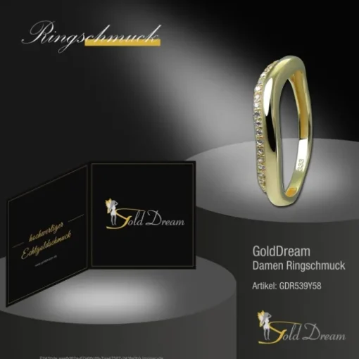 GoldDream Gold Ring Welle Gr.58 Zirkonia weiß 333er Gelbgold GDR539Y58